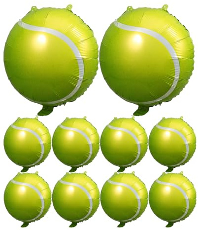 TOBBOMEY 10 Stück Tennisball Luftballons 18 Zoll Langlebige Aufblasbare Sportparty Dekoration Leichte Tennisball Ballons zum Aufhängen für Geburtstags und Sommerpartys