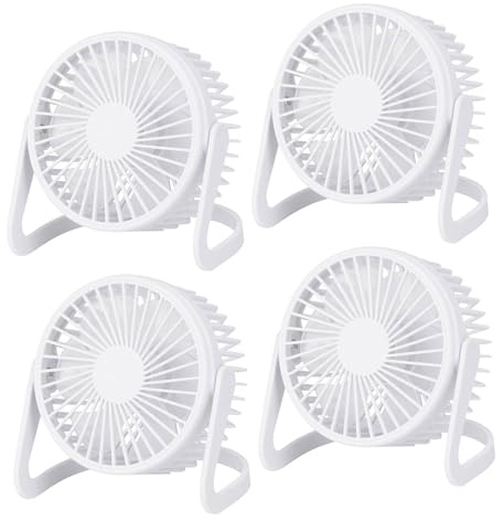 Well Home Ventilador de mesa USB Ø14,5x11,5cm en color blanco mate, set de 4
