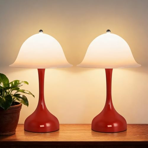 Tischlampe Akku Nachttischlampe Kabellos Touch Dimmbar Tischleuchte(2ER) | 3 Farbtemperature USB Aufladbare Batterie Tischleuchten Design Modern Nachttischleuchte für Wohnzimmer Esszimmer