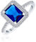 3CT AAA CZ Pave Band Rechteck Solitär Halo Blau Simulierter Saphir Smaragdschliff Verlobungsring für Frauen .925 Sterling Silber
