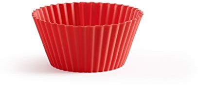 Lékué Base silicona platino para madalenas, Rojo, 6 unidades