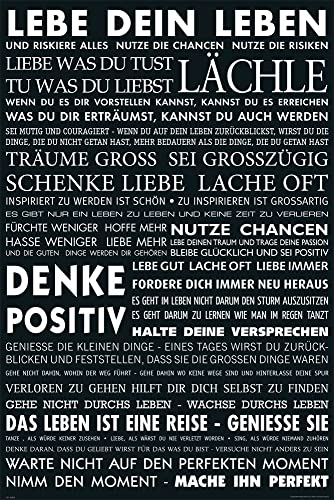 empireposter Motivational - Lebe Dein Leben - schwarz Zitate Sprüche Motivations Poster, Druck, Poster - Grösse cm