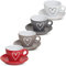 matches21 - Set di 4 tazzine da caffè con motivo a cuore, colore: Bianco/Grigio/Marrone/Rosso, con piattino in ceramica, altezza 5 cm, 50 ml