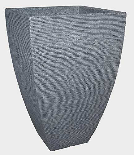 Pflanzvase Geli Rillen Kunststoff 40x40x60 cm grau
