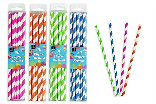 Paper Straws (Pack of 30) - Vintage style - Great for cocktails and Mason Jars (Green)