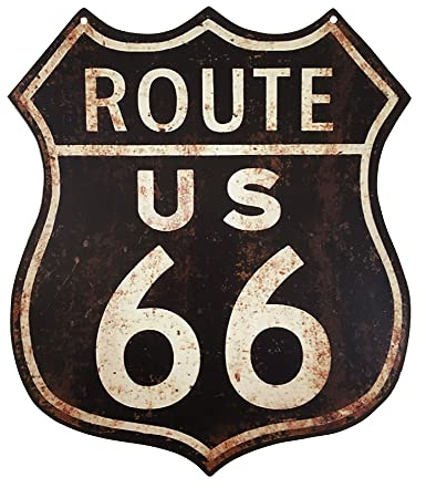 Blechschild ROUTE 66 US Roadsign Nostalgie Vintage-Stil Straßenschild 35x30cm