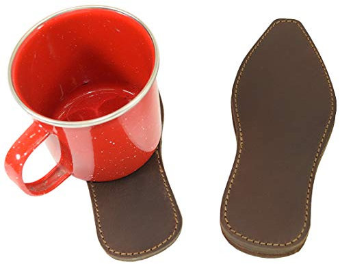 Hide & Drink, Texas-Untersetzer, aus dickem Leder, handgefertigt, 6 Stück, Bourbon Brown