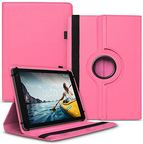 NAUCI Tablet Hülle kompatibel mit Bufo TP1040 TP1036 MB1001 Tasche Schutzhülle Case Universal Cover 10,1 Zoll aus Kunst-Leder Standfunktion 360° Drehbar, Farbe:Pink