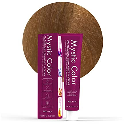 Mystic Color, Tinte para el Cabello, Fórmula Enriquecida con Aceite de Argán y Caléndula, Coloración Permanente en Crema de Larga Duración, Rubio Dorado Claro 8.3, 100 ml