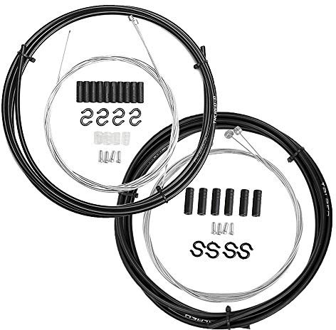 Gasea Câbles de Frein et Dérailleur Universel pour Vélo, Câble de Vitesse Frein Fil Avant Arrière Bicyclette, Noir, PVC + Acier inoxydable, Kit, 1 Ensemble