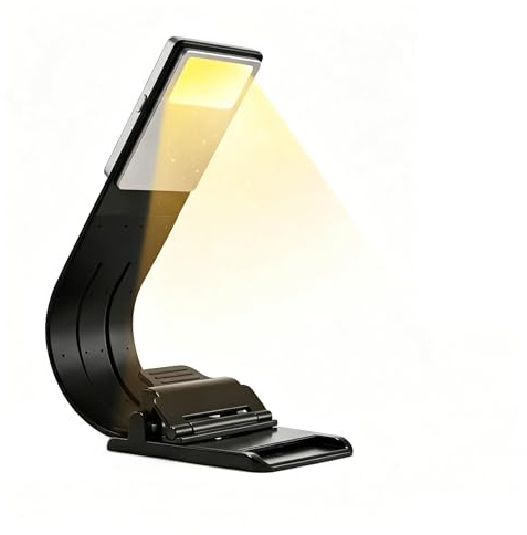 OriFiil Lámpara de Lectura, Clip Luces de lectura Recargable USB Luz Libro LED,Brillo Ajustable para Libro Papel