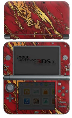 DeinDesign Skin kompatibel mit Nintendo New 3DS XL Folie Sticker Rot Glitter Gold