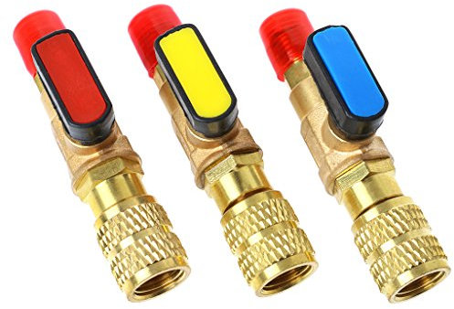 JunYe 1/4Maschio a 5/16 Femmina SAE R410A Refrigerante Valvola a Sfera Diritta Carica CA.