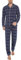 iClosam Pyjama Homme Hiver Coton Ensemble de Pyjama Homme Long à Carreaux Vêtements d'Intérieur avec 2 Poches, Bleu, S