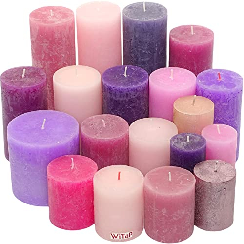 6 kg Rustic Stumpenkerzen durchgefärbt Rustik Qualität Kerzen Set Kerzenpaket Mix gemischt nach Farben (Lila-Rosa-Pink 05)