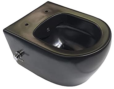 Hänge WC Spülrandlos Taharet/Bidet/Dusch-WC Kalt/-Warmwasserarmatur Schwarz