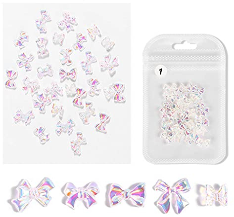 GUMEI Nail Art Sticker 30pcs 3D Harz Bogen Nagel Dekoration Schmetterling Bowknot Nägel Charms Art Designs