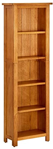vidaXL Eichenholz Massiv Bücherregal 5 Fächer Standregal Wandregal Bücherschrank Holzregal Raumteiler Bürorregal Regal Aktenregal 45x22x140cm