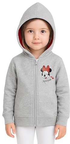 United Labels Disney Minnie Mouse Sweatjacke mit Kapuze für Mädchen, Grau, Kapuzenpullover mit Reißverschluss, Hoodie Kapuzenjacke für Kinder
