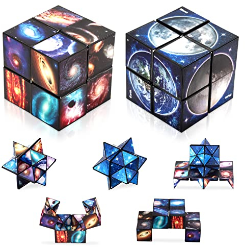 KATELUO 2 in 1 Zauberwürfel, Sternenklarer Himmel Infinity-Würfel, 3D-Puzzle-Würfel, Transforming Cubes Toys für Stress und Angst Linderung Entspannendes Spielzeug, Lernspiel Geschenke