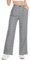 Tapata Pantalon Femme Jambe Large Longue Femme avec Poches Fermeture Éclair Décontractée, Noir à Carreaux, S, Regular