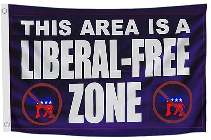 This Area Is a Liberal Free Zone – Anti-Trump-Gartenflagge 90x152 cm, Polyester, lustige Wandteppiche, republikanische politische Rebellenflaggen, Konföderate Outdoor oder Männerhöhle Raumbanner