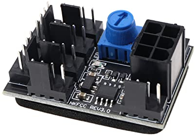 OTOTEC 3 Pin 4 Pin Fan Adapter PWM PC Chassis Cooling Fan Hub 8 Way Splitter DC12V Speed Controller Governor with 6 Pin Power Port