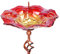 VCUTEKA Vogeltränke, Glas-Vogeltränke für den Außenbereich, Vogelfutterstation mit Metallpfahl, Vogeltränke, Gartendekoration, 78,9 cm hoch, Rot