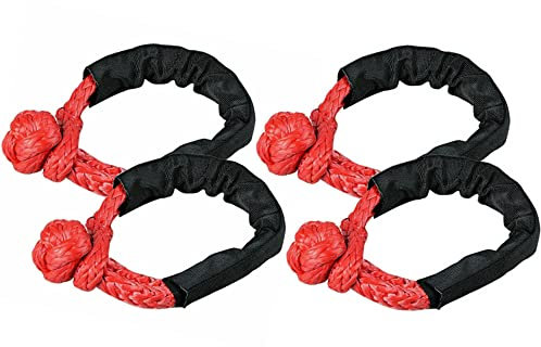 Baceyong 4x Red 1/2-inch Soft Shackle Rope, Tow Recovery Strap for ATV, Trucks, Outdoor