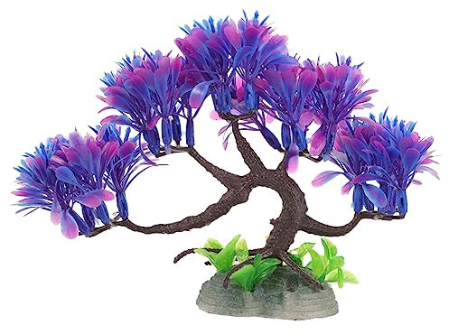 POPETPOP Fish Tank Landscaping Tree Fish Tank Tree Fish Tank Decorations Aquatic Plants Aquarium Plant Decors Fake Fish Tank Olant Artificial Plants Model Tree Bonsai Glass Purple Plastic