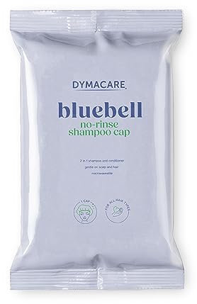DYMACARE Bluebell No Rinse Shampoo Cap | Rinse Free Shower Cap that Shampoos & Conditions | PH Balanced Waterless Hair Wash | 1 Cap