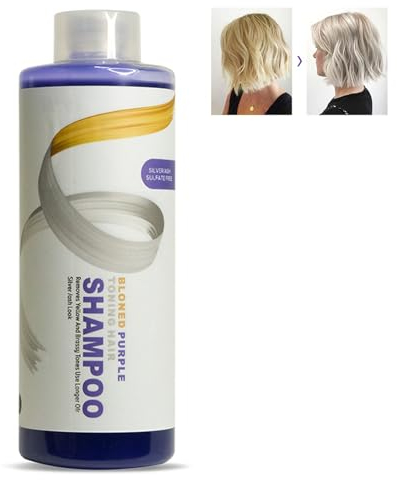 Pemarlis 275ml Shampoo Anti-Gelbstich,Das Anti-Gelb-Shampoo für blonde,Graue und Weiße Haare,Purple Shampoo Für Gebleichtes & Aufgehelltes Haar,Blond Shampoo,275 ml