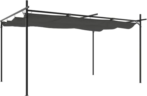 vidaXL Pergola, Pavillon mit Schiebedach, UV-beständig Überdachung Vordach für Garten Terrasse, Gartenpavillon Sonnnenschutz, Anthrazit 395x292x230 cm
