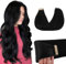 GOO GOO Tape in Extensions Echthaar, Tape Extensions Echthaar, 45cm 50g 20pcs, Extensions Echthaar, Haarverlängerung Echthaar, 1 Tief Schwarz