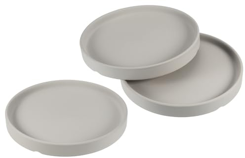 PATIKIL Soucoupe de Pot de Fleurs 6 Pouces, Lot de 3 Plateaux en Céramique Ronds pour Plantes d'Intérieur et d'Extérieur, Gris Clair