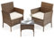 Sweetcripy Terrassenmöbel-Set, 3-teilig, Outdoor-Möbel mit weichem Kissen und Glastisch, Allwetter-manuelles Weben, Rattan, Terrassenstühle für Garten, Terrasse, Veranda (Braun und Beige)