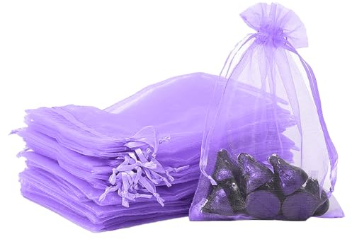 YWKJDDM Organzabeutel, 30 Stück Organzasäckchen 20x30 cm Schmuckbeutel Gross Organza Säckchen Zum Befüllen für Geschenksäckchen Hochzeit Weihnachten Beutel Party Geschenk (Lila)