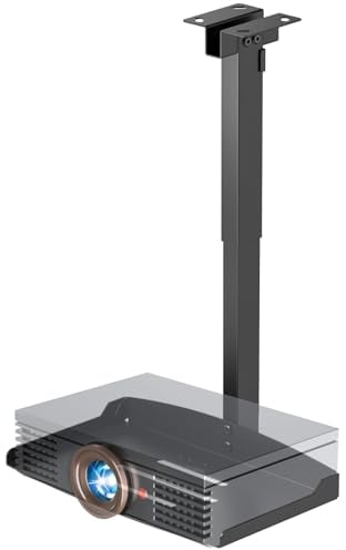 PUTORSEN Supporto Proiettore Soffitto e Parete - Staffa Proiettore Regolabile in Altezza,Installazione Senza Foratura,Gestione dei Cavi Nascosta,Supporto Fino a 10 kg,Nero