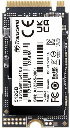 Transcend 512GB M.2 NVMe SSD 2242 PCIe Gen4x4 MTE410S Max Read/Write: 5,000 MB/s/4,300 MB/s - TS512GMTE410S