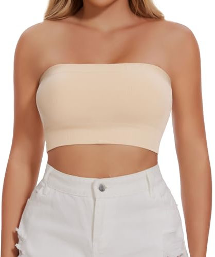 Joyshaper Reggiseno senza cuciture da donna senza spalline senza ferretto, reggiseno push up senza spalline, beige., L