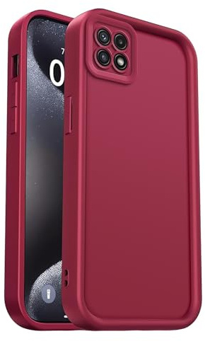PanXCase Coque Silicone pour Samsung Galaxy A22 5G | Étui Souple et Léger, Design Élégant, Protection Caméra, Antichoc, Anti-Rayures, Dos Concave Ergonomique, Wine Red