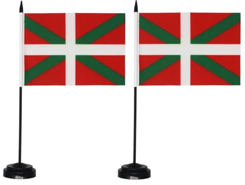 Pandiui23 Paesi Baschi - Set di 2 bandiere da tavolo, 21 x 14 cm, asta e base, per sale conferenze e uffici