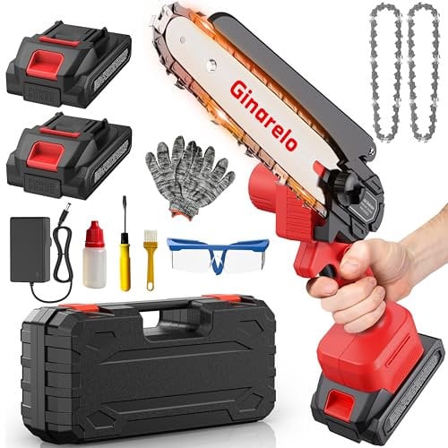 Mini Motosega Elettrica Sega Batteria - Motoseghe per Potatura Taglio Legno e Giardini Seghetto Elettrico con 800W Motori Brushless, 2 Potatore Batterie 6 Minisega Elettrosega Tagliarami Ginarelo