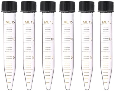 PATIKIL Provette per centrifuga da 15 ml, 6 fiale in vetro graduato con tappo a vite con fondo conico per campioni di liquidi da laboratorio