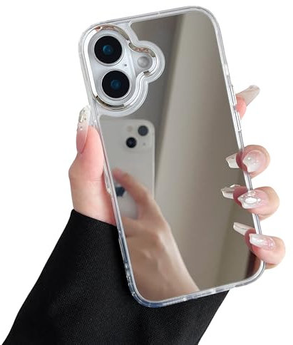 ZTOFERA Case for iPhone 16, Luxury Mirror Makeup Case Crystal Clear Bright Back Soft TPU & Hard PC Slim Case, Full Camera Lens Protective Shockproof Anti-Scratch Cover for iPhone 16 6.1 - Clear