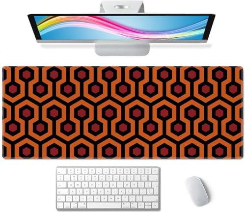 The Shining Carpet Style Desk Mat Orange Black Large Extended Mouse Pad XL Desk Pad Gaming Mousepad Keyboard Mouse Mat per Computer Laptop 80 x 30 cm Base in gomma antiscivolo con bordi cuciti