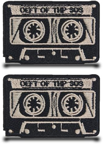 2 Stück 80er Kassette Lustiger Flagge Patch Nylon Taktische Bügelbild Stickerei Abzeichen Iron on Aufnäher mit Nylon Militär Patch Applikation für Jacke Jeans Taschen Kleidung Rucksäcke Weste