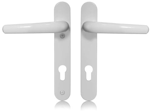 Genius® Upvc Door Handle Set, White Sprung Lever/Lever, 92mm PZ Centres, 122mm Screw Centres, 207mm x 30mm Backplate