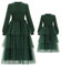Eltern Kind Weihnachten Matching Kleid Frauen Mädchen Langarm Herbst Winter Gerippt Stricken Tüll Kleid Mutter und Tochter A-Linie Festlich Partykleid Grün M