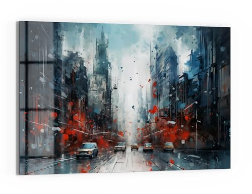 DEQORI Glas-Magnettafel | 60x40 cm cm groß | Motiv Städtische Impression | Memo-Board aus Glas | Magnetboard inkl. Magnete, Stift & Tuch für Küche & Büro | Tafel magnetisch & beschreibbar